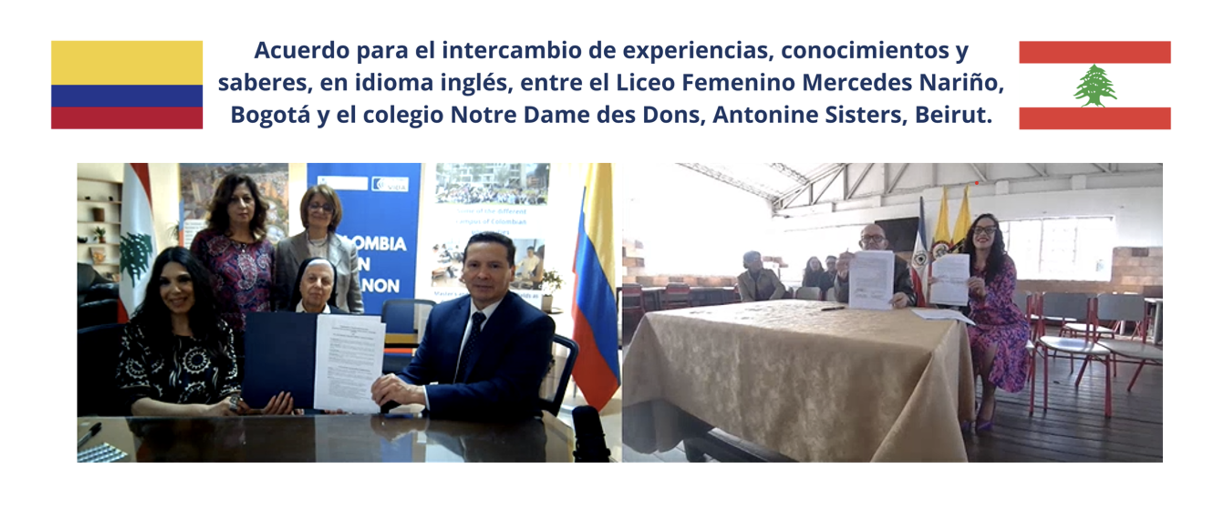 Acuerdo para el intercambio de experiencias, conocimientos y saberes en idioma inglés, entre dos colegios de Bogotá y Beirut
